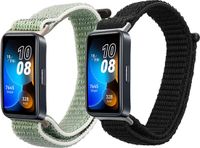 kwmobile Horlogebandjes geschikt voor Huawei Band 10 / 9 / 8 - 2 x Nylon Smartwatch bandje in zwart / groen