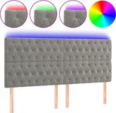 vidaXL Hoofdbord LED 200x7x118/128 cm fluweel lichtgrijs