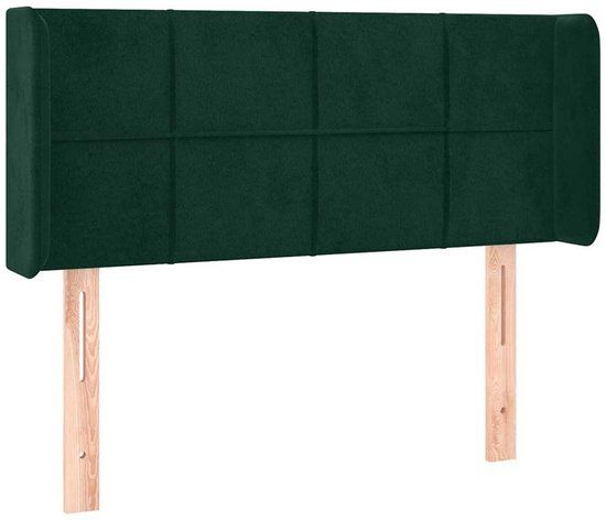 vidaXL Hoofdbord met randen 93x16x78/88 cm fluweel donkergroen