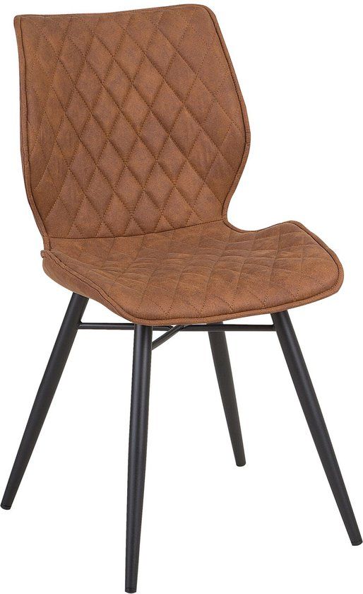 Beliani Lisle Eetkamerstoel - Bruin - Set van 2 - Retro & Vintage