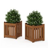 Furinno Tioman Hardhout Outdoor Lifestyle Bloembak, Set van 2 Naturel