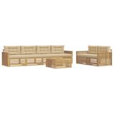 vidaXL Tuinset met 7 delen, wit en beige, massief acaciahout