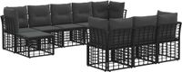 vidaXL - Bank loungeset - Polyester - Zwart en donkergrijs - 10 zitplekken