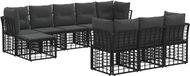 vidaXL - Bank loungeset - Polyester - Zwart en donkergrijs - 10 zitplekken