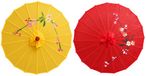 Merkloos Aziatische Chinese decoratie paraplu - geel / rood - 41 cm - 56 cm