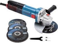 Meuleuse d'angle 1100 W - Ø disque 125 mm - vitesse à vide 11.800min-1 - incl. 2 disques à meuler - 2 disques lamellés - 2 disques à tronçonner - pour polir, meuler et couper