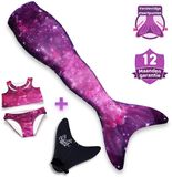 Mermaid Sisters Zeemeermin Staart Set voor Meisjes - Paars - Maat 146-158 - Monovin & Bikini Zeemeermin Zwemkleding