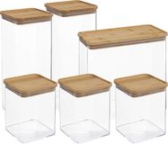 5Five - Pot de conservation pour aliments/cuisine set 6x pièces - plastique/bambou