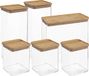5Five - Pot de conservation pour aliments/cuisine set 6x pièces - plastique/bambou