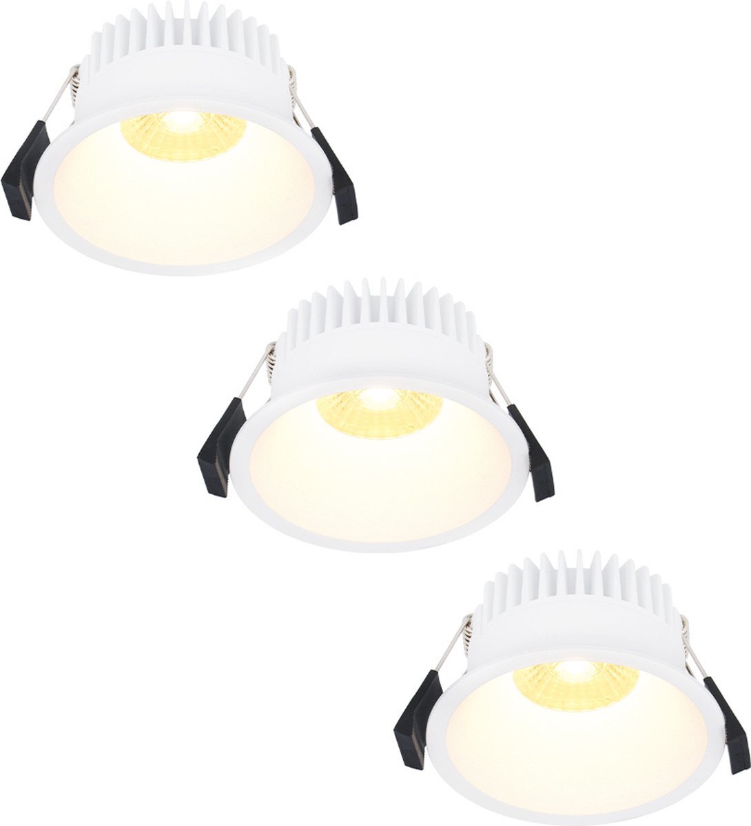 HOFTRONIC 3x Finn Dimbare LED inbouwspot - 10 Watt - Plafondspot - 2700K warm wit - 900 Lumen - Binnen & buiten - Verzonken spot - Wit