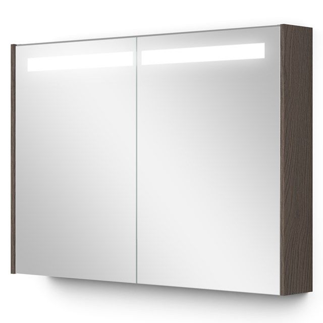 Maxaro Spiegelkast Met Verlichting Modulo 100x70cm Donkerbruin Eiken