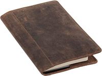 Roberto Romano 48218 - lederen omslag DIN A5, lederen hoes voor notitieboek, boekomslag van echt leer, boekomslag met bladwijzers, 8 visitekaartvakken en penlus, ca. 22,5 x 15,5 cm, bruin
