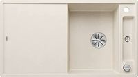 Blanco Silgranit spoelbak, 915x510 mm, zacht wit, met houten snijplank en multifunctionele schaal