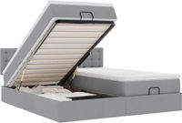 vidaXL - Ottoman bed met matrassen - 200x200cm - stof - lichtgrijs