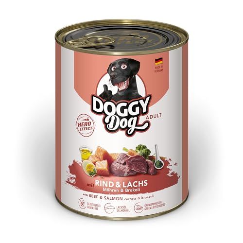 DOGGY Dog Paté rund & zalm - 6 x 800 g - Natvoer voor honden - Graanvrij