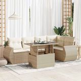 Maison Exclusive - Ensemble de meubles de jardin 6 pièces avec canapé et coussins, beige, en polyrotin