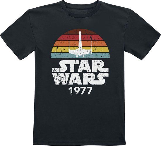 Star Wars Kids - Rainbow X-Wing 1977 Unisex T-shirt - zwart - 116