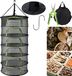 Merkloos filet de séchage suspendu, 6 couches de tissu en maille, adapté aux herbes et aux fruits, filet de rangement pliable pour le séchage des herbes, des fruits, serre, organisateur avec sécateur