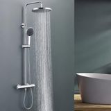 HOMELODY Douchesysteem met thermostaat chroom - 2026 upgrade roestvrij staal douchekraan complete set met 3 straalsoorten handdouche & 25 cm hoofddouche - regendouche doucheset voor moderne badkamer