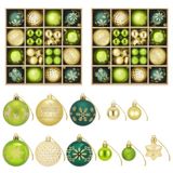 vidaXL Set de boules de Noël - 88 pièces - Vert clair, doré et vert foncé - Ø 6 cm