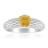 Cavill - Zilveren ring - 925 Sterling Zilver Gerhodineerd - Spaanse Ronde Sphaleriet 0,927 ct - Elegante Gele Edelsteen Ring Modern Design