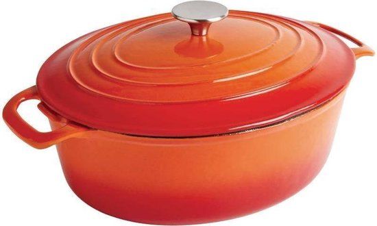 Vogue Ovale Gietijzeren Braadpan - 5 Liter - Oranje - GH311