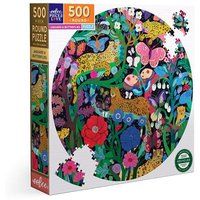eeBoo Jaguars and Butterflies gerecycled karton kleurrijke ronde puzzel 500 stukjes - PZFJGB