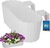 KOTARBAU® Balkonbak, Bloembak voor Balkon, PVC, 40x15x15 cm, Wit, Balkonbak met Houder, Plantenbak, Rechthoekig, Lichtgewicht, Balkondecoratie, Weerbestendig