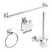 EMKE Handdoekhouder set badkamer, 4 stuks roestvrij staal badkameraccessoires set zelfklevende wandmontage badaccessoires, handdoekring wc-borstel toiletpapierhouder met deksel en 60 cm handdoekstang chroom