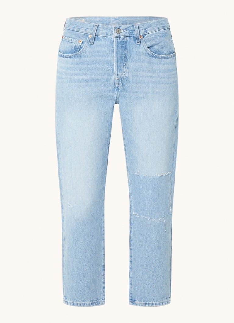 Levi's 501 High Waist Slim Fit Cropped Jeans - Light Wash