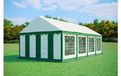 Tente de réception 4x8 m STANDARD – PVC 500 g/m², ignifuge, tubes en acier galvanisé Ø38 mm, 115 kg - Vert-blanc