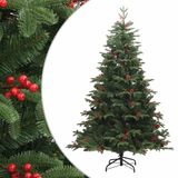 vidaXL Sapin de Noël artificiel avec charnières, pommes de pin et baies, 240 cm