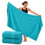 Komfortec Set van 2 Handdoeken 80x200 cm - 100% Katoen - Turquoise
