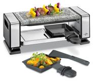 Merkloos Raclette grill gourmetstel - Raclette voor 2 personen - Marmeren plaat - 2 pannetjes en 2 spatels