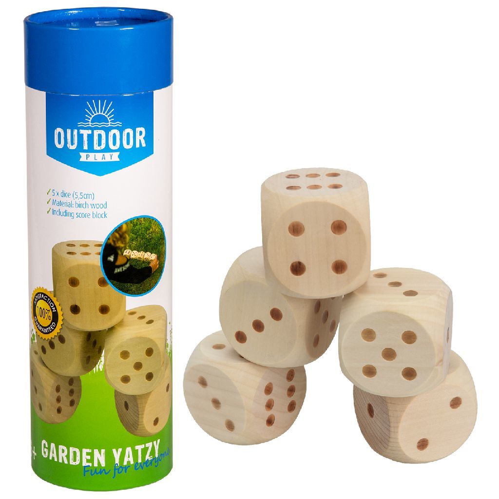 Outdoor Play Mega Dobbelstenen - Hout - Bruin - 5 stuks - Yatzy