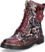 Laura Vita Dameslaars Veterboots Leer Paars Gebloemd Pailletten Blokhak 8cm+
