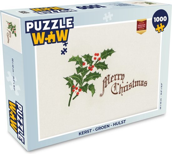 MuchoWow Puzzel Kerst - Kunst - Hulst - Legpuzzel - Puzzel 1000 stukjes volwassenen