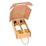 ONLY BOXES, Set van 10 kartonnen dozen voor 2 wijnflessen, horizontale kartonnen etui met handvat, kartonnen doos voor verzending