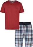 Phil & Co. Berlin Phil & Co Heren Shortama Korte Pyjama Set Rood/Blauw Geruit - Maat M