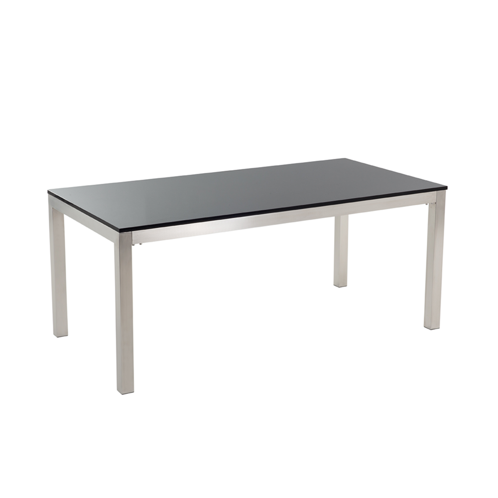 Beliani Tuintafel gepolijst graniet/RVS zwart enkel tafelblad 180 x 90 cm GROSSETO