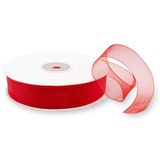 Decoraparty Organza lint rood dik 2 cm dik elegant decoratief lint voor geschenken snoep bruiloft Valentijnsdag verjaardag Kerstmis Nieuwjaar viering 20 mm x 50 meter