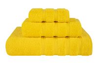 American Soft Linen Premium 3-delige handdoekenset, 1 badhanddoek, 1 handdoek 1 washandje, 600 g/m², 100% katoen, Turkse handdoeken voor badkamer, gele handdoekenset