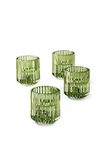 Serene Spaces Living Set van 4 groene geribbelde glazen votiefhouders