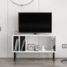 Hanah Home Stijlvolle tv-standaard met wandmontage-optie, wit en donkergrijs, 90 x 25 x 53 cm, 100% melamine gecoat deelbord, 18 mm dik, meerdere planken voor moderne woonruimtes