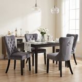 Puluomis Eetkamerstoel - Set Van 4 - Grijs - Fluweel - Velvet - Massief houten poten