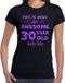 Bellatio Decorations Verkleed T-shirt dames - leeftijd 30 jaar - awesome - zwart - glitter paars - Verjaardag S