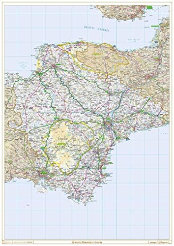 Historische Devonshire County Kaart - Plastic gecoat