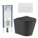 Geberit QeramiQ Dely Toiletset - 36.3x51.7cm - Geberit UP720 inbouwreservoir - rimless - diepspoel - zitting - softclose - bedieningsplaat mat wit - rechthoekige knoppen - mat zwart