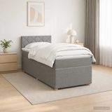 vidaXL Boxspringbed met matras, lichtgrijs, 90 x 190 cm, stof