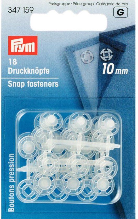 Prym Aannaaidrukknopen kunststof rond 10 mm transparant 18 st.